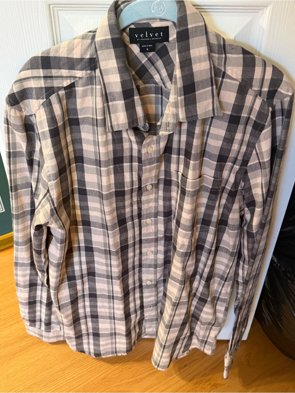 Velvet by Graham & Spencer Plaid Button-Up Shirt, Soft Brushed Cotton
